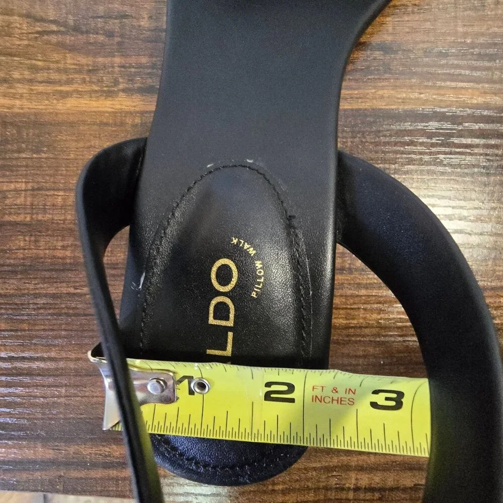 Aldo Dorenna Black Leather Square Toe Sandals With Low Block Heel Size 8.5-9 - Picture 12 of 12